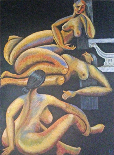3 women pastel